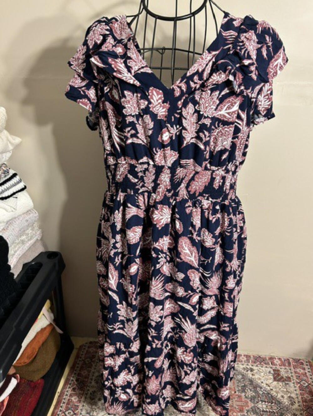 Dress size xxl womens floral blue pink floral  dress party 2x 2 x long maxi
